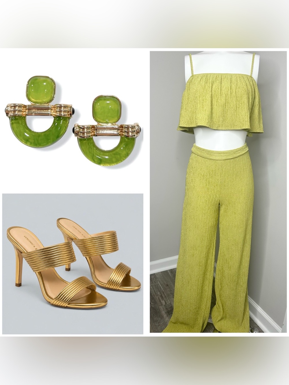 Uptown Olive Green Ribbed  top pants set -small